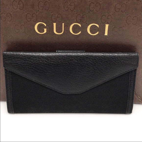 Gucci Monogram Leather & Canvas Wallet - Picture 2 of 8